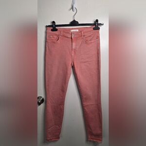 7 For All Mankind Pink Low Rise Denim Skinny Jeans